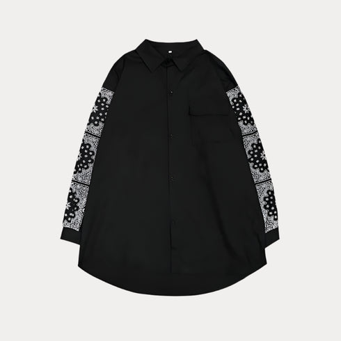 Bandana Streetwear Long Sleeve Paisley Oversized Cotton Shirt